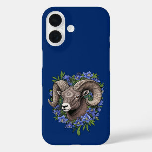Bighorn Sheep And Blue Colorado Columbine Flowers iPhone 16 Case