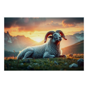 Bighorn Sheep at Sunrise Poster