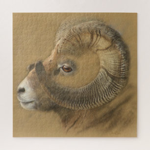 Bighorn Sheep Chalk Drawing Jigsaw Puzzle