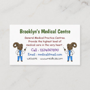 Bighorn sheep doctor cartoon illustration business card
