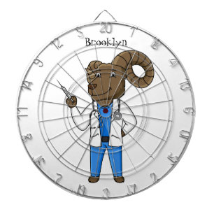 Bighorn sheep doctor cartoon illustration dartboard