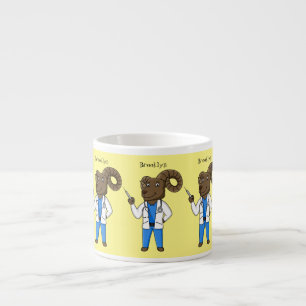 Bighorn sheep doctor cartoon illustration espresso cup