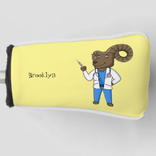 Bighorn sheep doctor cartoon illustration golf head cover