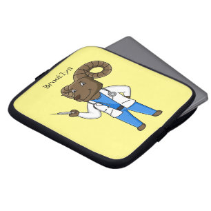 Bighorn sheep doctor cartoon illustration laptop sleeve