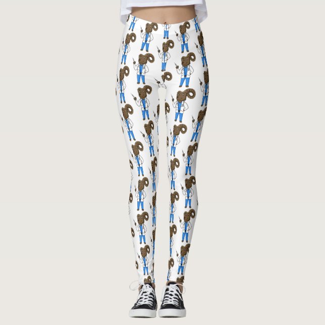 Bighorn sheep doctor cartoon illustration leggings (Front)