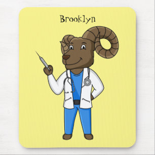Bighorn sheep doctor cartoon illustration mouse mat