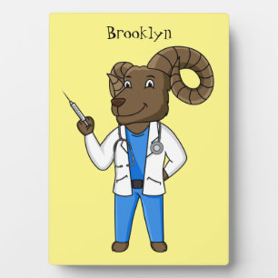 Bighorn sheep doctor cartoon illustration plaque