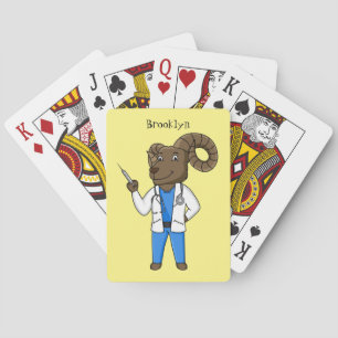 Bighorn sheep doctor cartoon illustration playing cards