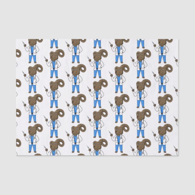 Bighorn sheep doctor cartoon illustration tissue paper (Front)