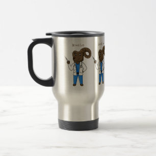 Bighorn sheep doctor cartoon illustration travel mug