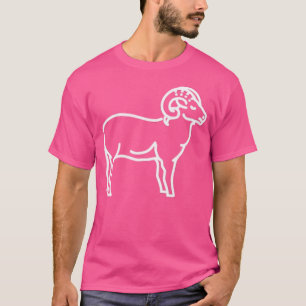 Bighorn Sheep Ram Animal Badge Patch Line Art Outl T-Shirt