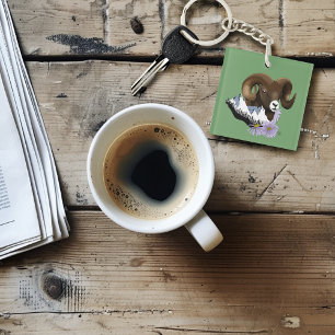 Bighorn Sheep Ram Green Mountains Key Ring