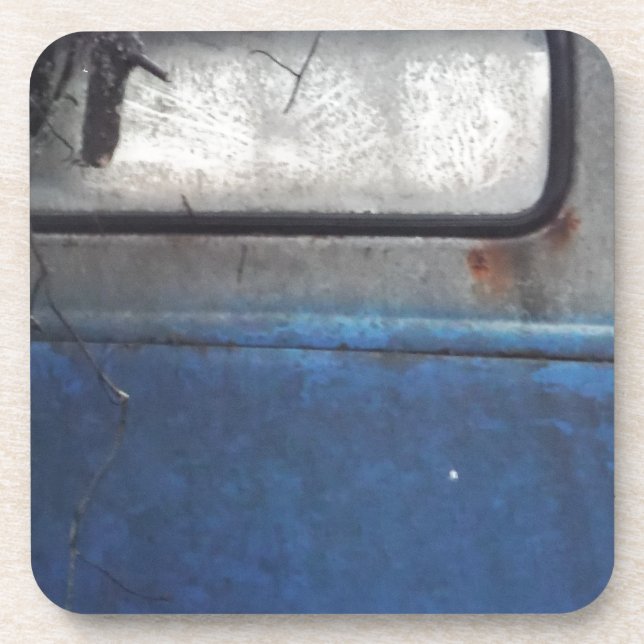 Bight Blue and white vintage truck Coaster (Front)