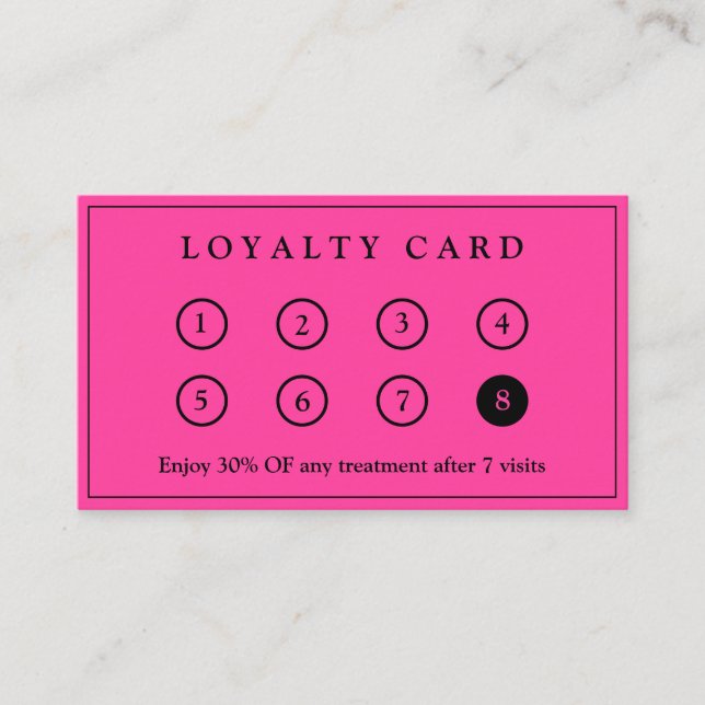 Bight Pink Elegant Modern Company Business Logo Loyalty Card (Front)