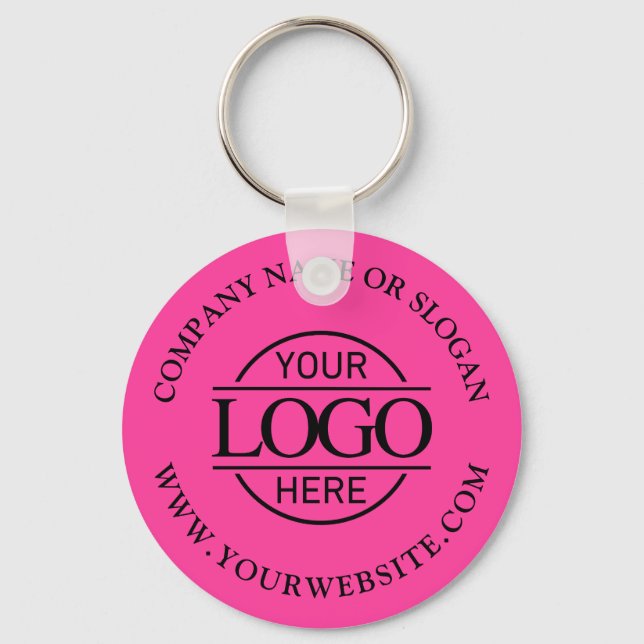 Bight Pink Minimal Custom Busines Logo Promotional Key Ring (Front)