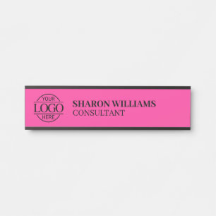 Bight Pink Modern Custom Business Logo Job Title Door Sign