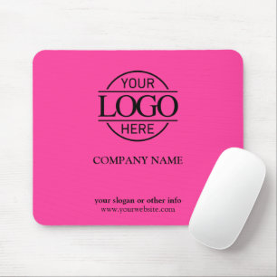 Bight Pink Modern Custom Company Business Logo Mouse Mat