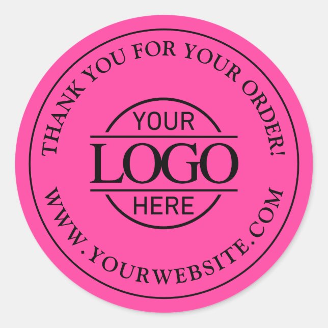 Bight Pink Simple Custom Busines Logo Promotional Classic Round Sticker (Front)