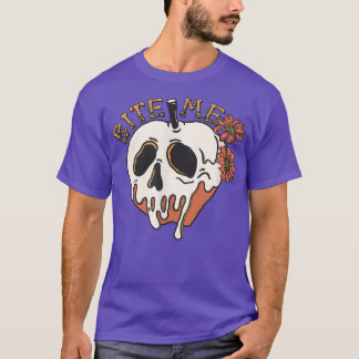Biite Me Cute and Funny Skeleton Head Spooky Hallo T-Shirt
