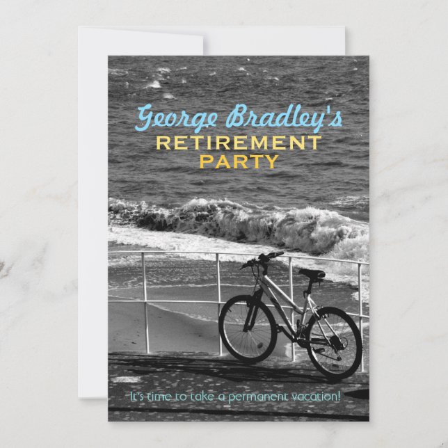Bike and Sea Retirement Party Custom Invitation (Front)