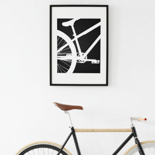 Bike Back Black and White Silhouette Poster
