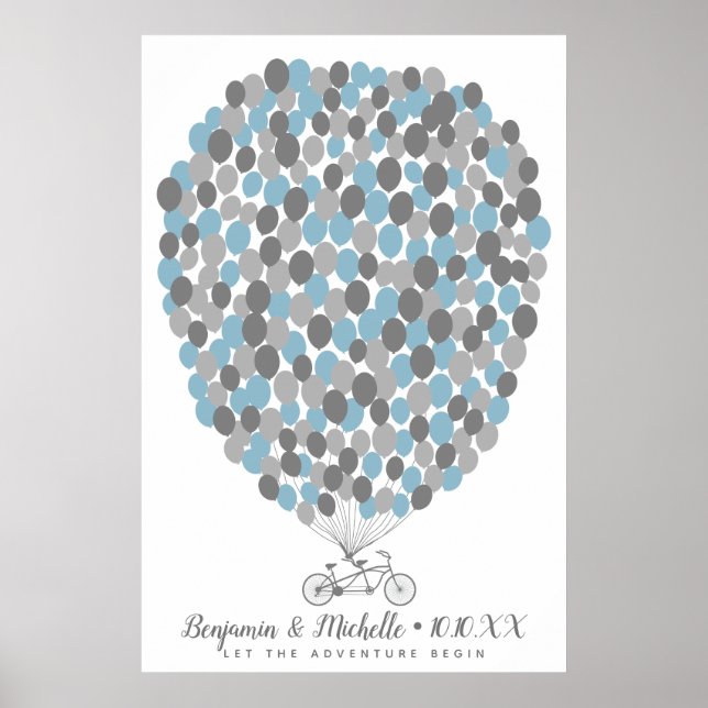 Bike & Balloons Guest Book Poster - 250 Spaces (Front)