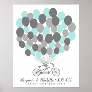 Bike & Balloons Guest Book Poster - 50 Spaces