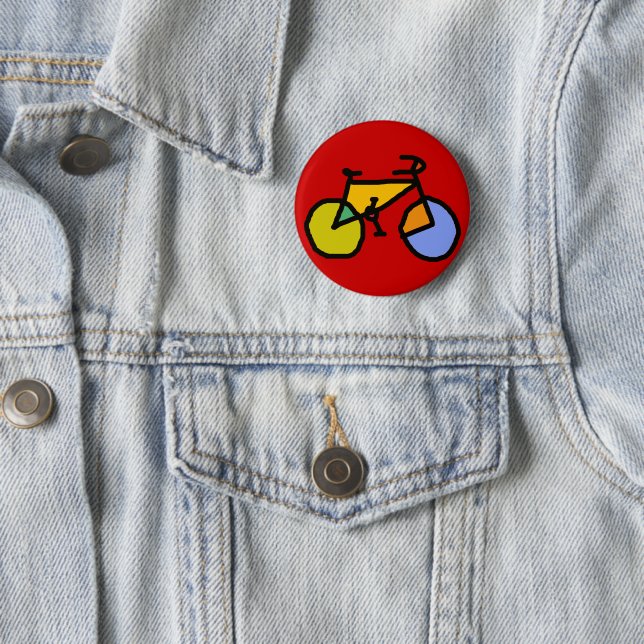 bike , bicycle ; biking / cycling 6 cm round badge (In Situ)