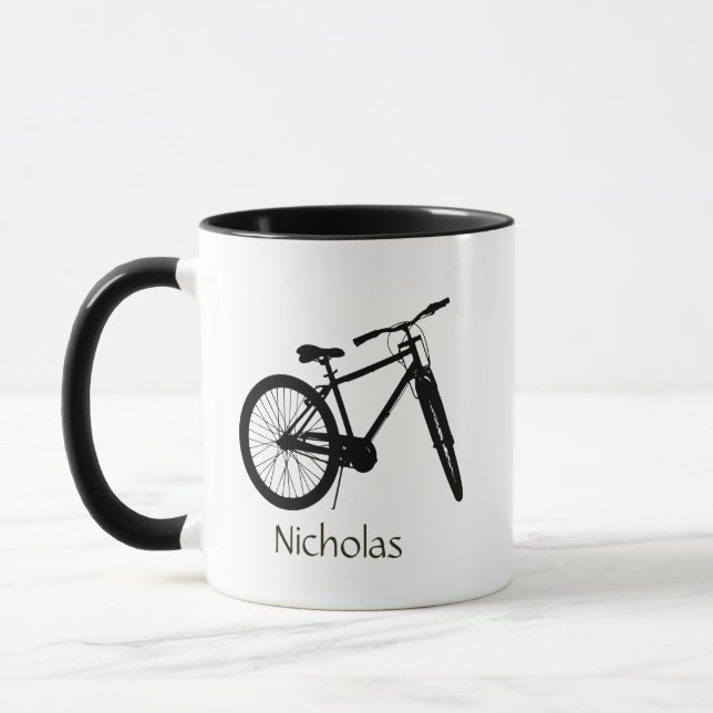Bike Bicycle Cycle Biking art Custom Name Mug (Left)