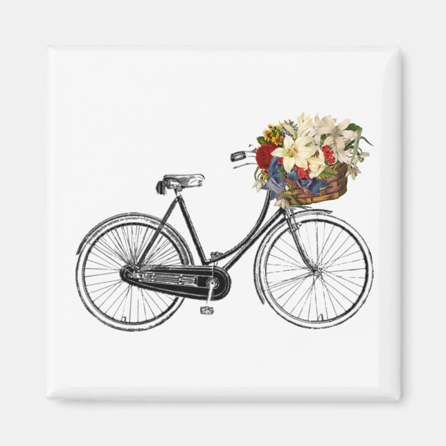 Bike bicycle flower fridge magnets (Front)