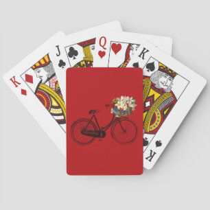 Bike bicycle flower playing cards red