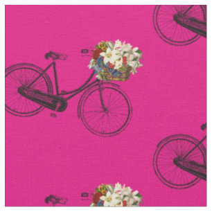 Bike bicycle flower pretty spring fabric pink