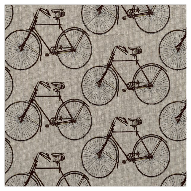 Bike bicycle  pretty spring fabric brown (Swatch)