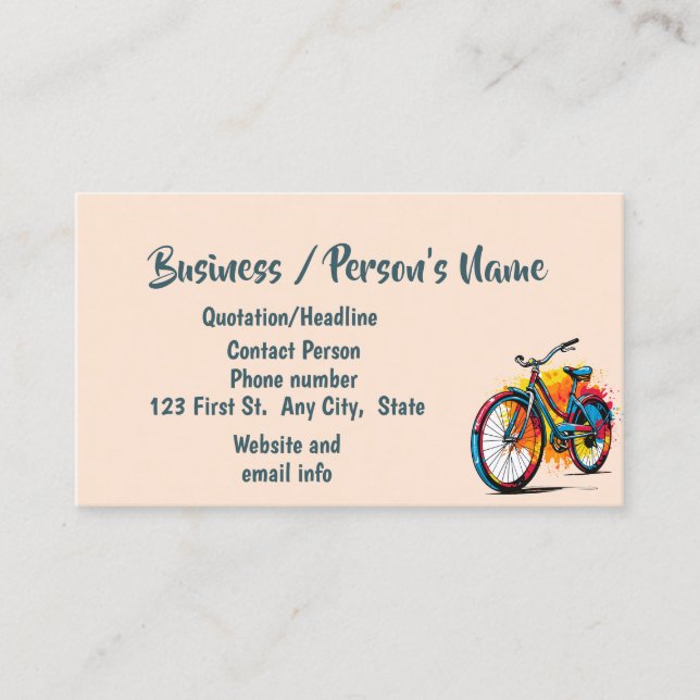 Bike Biking Cycling Classes Custom  Business Business Card (Front)
