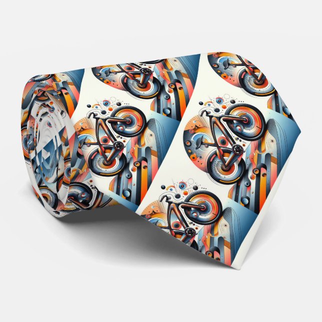 Bike Biking Inspirational Modern Art Logo Tie (Rolled)