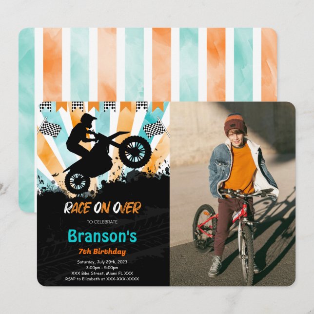 Bike Birthday Photo Invitation (Front/Back)