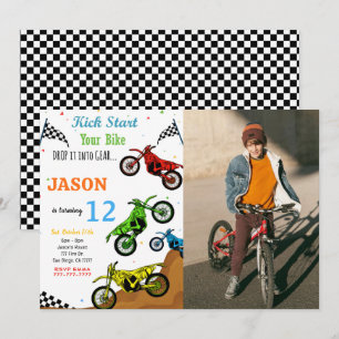 Bike Birthday Photo Invitation 
