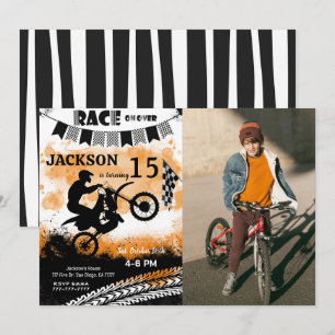 Bike Birthday Photo Invitation, Boy Invitations