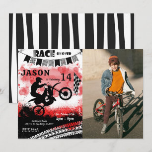 Bike Birthday Photo Invitations 