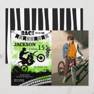 Bike Birthday Photo Invitations, Boy Invitations 