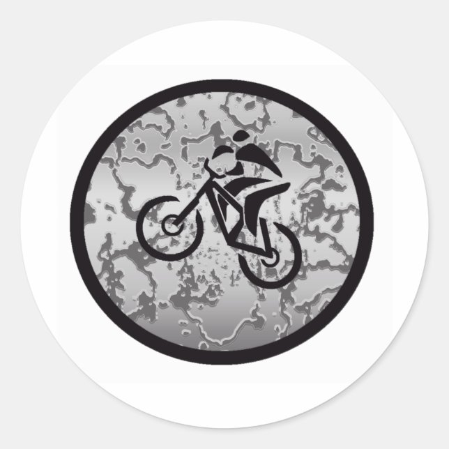 Bike BLACK GREYED Classic Round Sticker (Front)