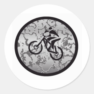 Bike BLACK GREYED Classic Round Sticker