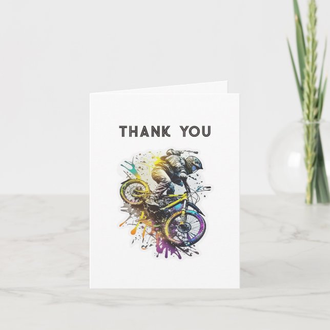 Bike BMX Party. Extreme adventure boy birthday Thank You Card (Front)