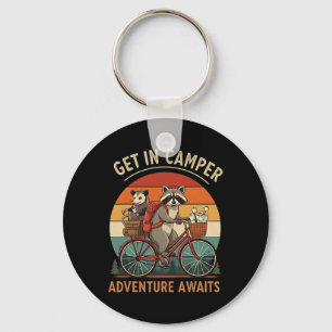 Bike Camping Racoon Opossum Get In Camper Adventu Key Ring