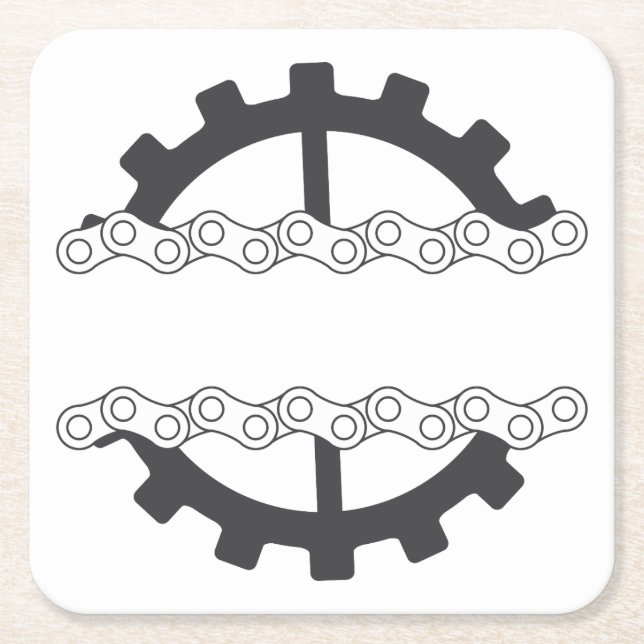 Bike Chain Gear Square Paper Coaster (Front)