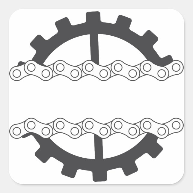 Bike Chain Gear Square Sticker (Front)