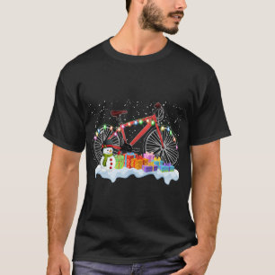 Bike Christmas Tree Light Funny Cycling Team Ugly  T-Shirt