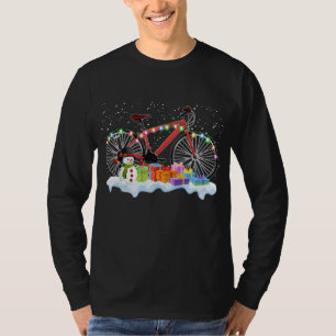 Bike Christmas Tree Light Funny Cycling Team Ugly T-Shirt