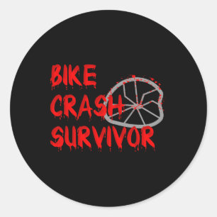 Bike Crash Survivor Funny Fall And Accident Sarcas Classic Round Sticker