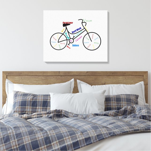 Bike Cycle Biking Fitness Motivational Words Canvas Print (Insitu(Bedroom))